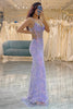 Load image into Gallery viewer, Glitter Lilac Long Corset Appliqued Prom Dress