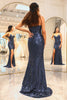 Load image into Gallery viewer, Glitter Dark Purple Mermaid Long Prom Dress With Slit