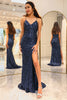 Load image into Gallery viewer, Sparkly Dark Purple Mermaid Long Sequined Prom Dress With Slit