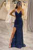 Load image into Gallery viewer, Glitter Dark Purple Mermaid Long Prom Dress With Slit