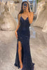 Load image into Gallery viewer, Glitter Dark Purple Mermaid Long Prom Dress With Slit