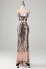 Load image into Gallery viewer, Sparkly Two-piece Sheath Prom Dress with Fringes