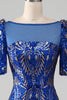 Load image into Gallery viewer, Mermaid Royal Blue Sparkly Prom Dress with Short Sleeves