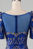 Load image into Gallery viewer, Mermaid Royal Blue Sparkly Prom Dress with Short Sleeves