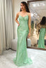 Load image into Gallery viewer, Glitter Green Mermaid Long Sequined Prom Dress