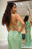 Load image into Gallery viewer, Glitter Green Mermaid Long Sequined Prom Dress