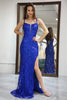 Load image into Gallery viewer, Glitter Royal Blue Mermaid Long Prom Dress With Slit