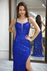 Load image into Gallery viewer, Glitter Royal Blue Mermaid Long Prom Dress With Slit