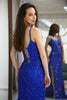 Load image into Gallery viewer, Glitter Royal Blue Mermaid Long Prom Dress With Slit