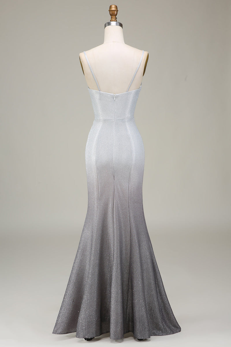 Load image into Gallery viewer, Grey Mermiad Sparkly Prom Dress with Pleated