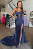 Load image into Gallery viewer, Mermaid Sweetheart Royal Blue Long Coret Prom Dress With Slit