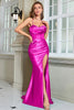 Load image into Gallery viewer, Fuchsia Mermaid Spaghetti Straps Long Prom Dress With Slit