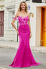 Load image into Gallery viewer, Fuchsia Mermaid Off The Shoulder Long Prom Dress with Sequins