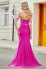 Load image into Gallery viewer, Fuchsia Mermaid Off The Shoulder Long Prom Dress with Sequins