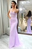 Load image into Gallery viewer, Lilac Mermaid Long Corset Appliqued Prom Dress With Slit