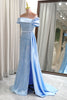 Load image into Gallery viewer, Glitter Light Blue Sheath Long Sequined Prom Dress With Slit