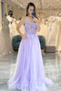 Load image into Gallery viewer, A Line Light Purple Long Prom Dress With Appliques