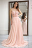 Load image into Gallery viewer, Light Pink Backless Long Corset Appliqued Prom Dress