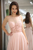 Load image into Gallery viewer, Light Pink Backless Long Corset Appliqued Prom Dress