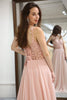 Load image into Gallery viewer, Light Pink Backless Long Corset Appliqued Prom Dress