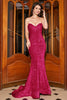 Load image into Gallery viewer, Red Mermaid Sweetheart Sweep Train Prom Dress With Sequins