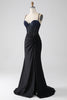 Load image into Gallery viewer, Black Mermaid Spaghetti Straps Long Corset Prom Dress With Beading