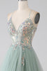 Load image into Gallery viewer, A-Line Beaded Light Green Prom Dress with Slit