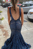 Load image into Gallery viewer, Red Sparkly Deep V Neck Sequin Mermaid Prom Dress