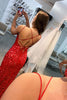 Load image into Gallery viewer, Mermaid Red Sequins Long Prom Dress with Slit