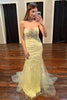 Load image into Gallery viewer, Yellow Strapless Prom Dress with Appliques_1