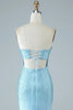 Load image into Gallery viewer, Blue Strapless Mermaid Prom Dress