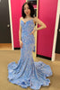 Load image into Gallery viewer, Strapless Sequins Royal Blue Mermaid Prom Dress