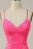 Load image into Gallery viewer, Sparkly Mermaid Backless Hot Pink Sequins Long Prom Dress