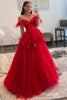 Load image into Gallery viewer, Red A-Line Corset Long Prom Dress with 3D Flowers