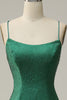 Load image into Gallery viewer, Mermaid Spaghettti Straps Dark Green Sequins Long Prom Dress with Split Front