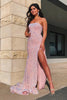 Load image into Gallery viewer, Mermaid Sweetheart Blush Sequins Long Prom Dress with Sweep Train