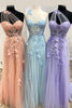 Load image into Gallery viewer, A Line One Shoulder Sky Blue Long Prom Dress with Appliques