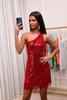 Load image into Gallery viewer, Glitter Red One Shoulder Sequins Stars Tight Short Party Dress