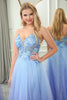 Load image into Gallery viewer, Glitter A Line Tulle Long Prom Dress With Appliques