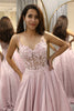 Load image into Gallery viewer, Blush A Line Long Corset Prom Dress With Appliques