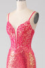 Load image into Gallery viewer, Sparkly Mermaid Fuchsia Prom Dress with Sequins