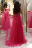 Load image into Gallery viewer, Fuchsia A Line Long Prom Dress With Appliques