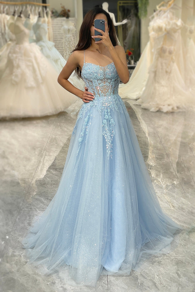 Light blue prom outlet dress cheap