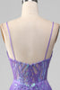 Load image into Gallery viewer, Mermaid Sparkly Purple Corset Prom Dress