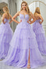 Load image into Gallery viewer, Lilac A Line Appliqued Tiered Long Corset Prom Dress With Slit