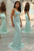 Load image into Gallery viewer, Glitter Light Green Mermaid Long Prom Dress With Appliques