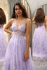 Load image into Gallery viewer, Elegant Purple A Line Tulle Long Appliqued Prom Dress