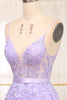 Load image into Gallery viewer, Lilac A-Line Spaghetti Straps Long Beaded and Tulle Prom Dress with Appliques