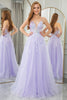 Load image into Gallery viewer, Lilac A Line Tulle Backless Long Prom Dress With Sequined Appliques