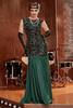 Load image into Gallery viewer, Dark Green Long 1920s Sequined Flapper Dress